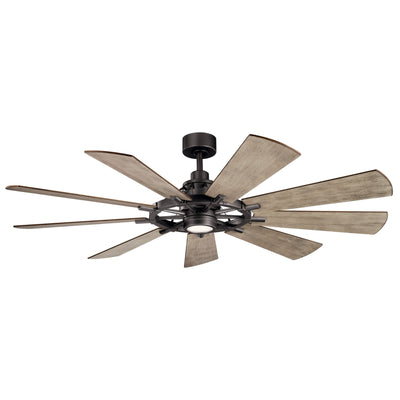 Gentry 65" Anvil Iron LED Wagon Wheel Ceiling Fan with Wall Control