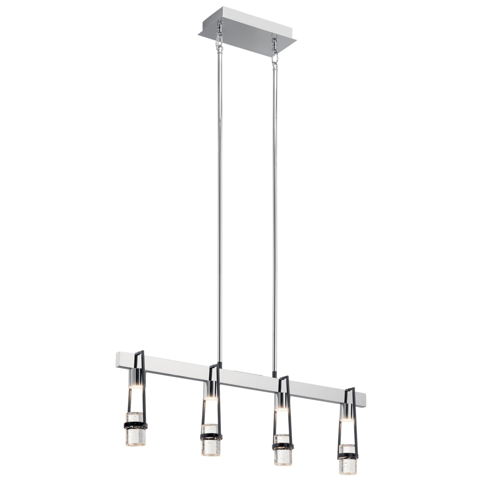 Ayse 32" LED Linear Chandelier, Matte Black Finish - Bees Lighting