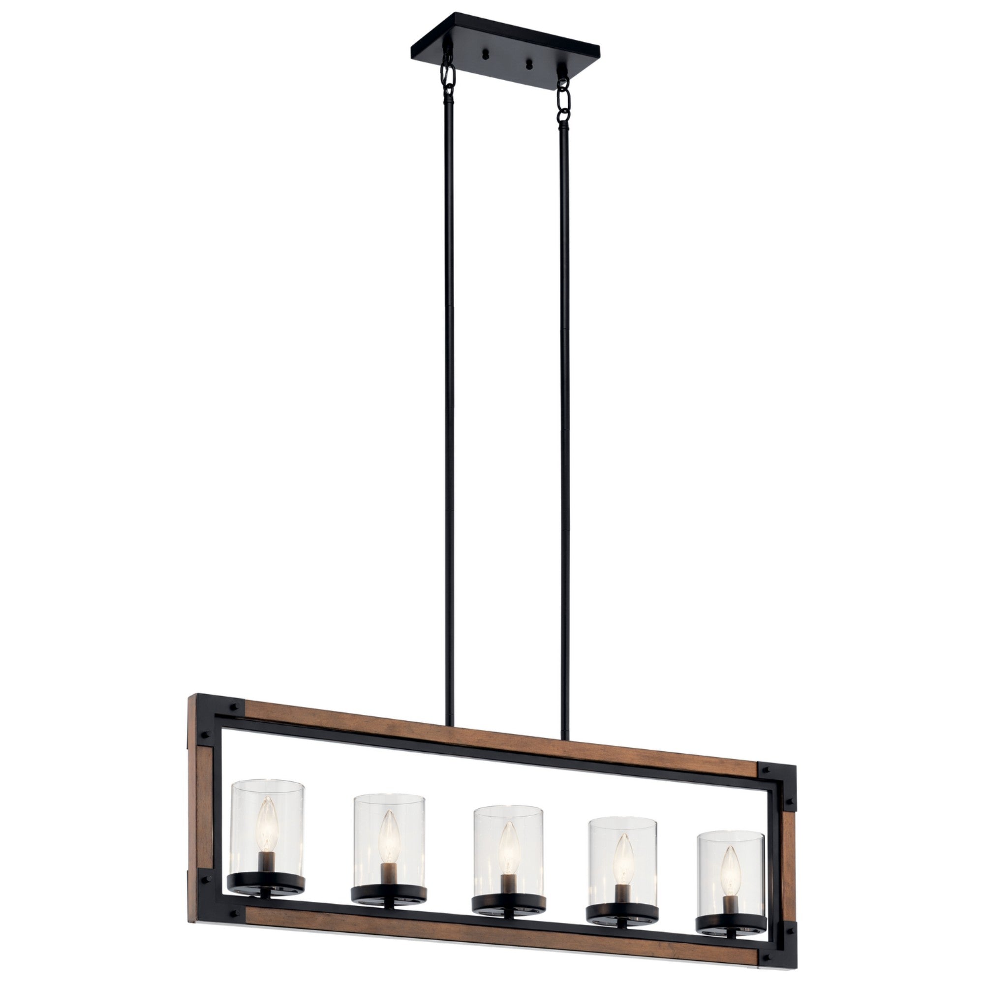 Marimount 39" 5-Light Linear Chandelier, Auburn Stained Finish - Bees Lighting
