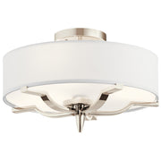 Kinsey 15" 3-Light Flush Mount, Polished Nickel Finish - Bees Lighting