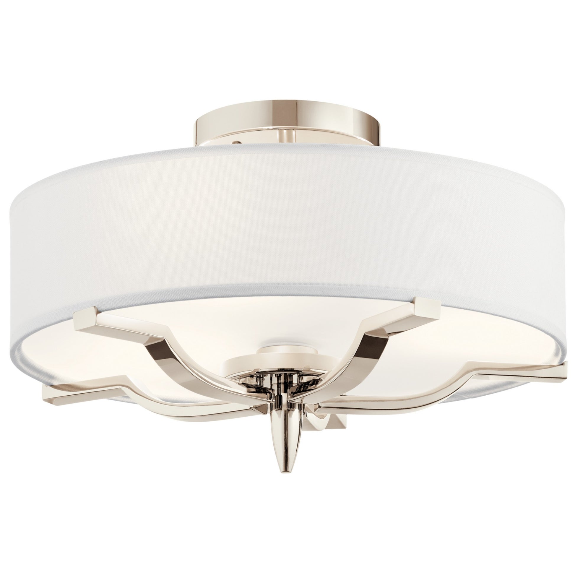 Kinsey 15" 3-Light Flush Mount, Polished Nickel Finish - Bees Lighting