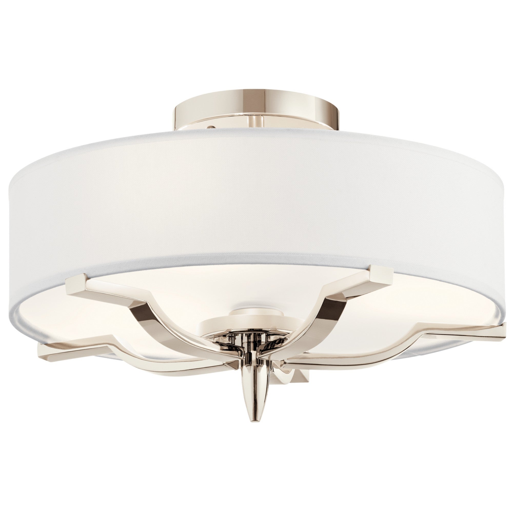Kinsey 15" 3-Light Flush Mount, Polished Nickel Finish - Bees Lighting