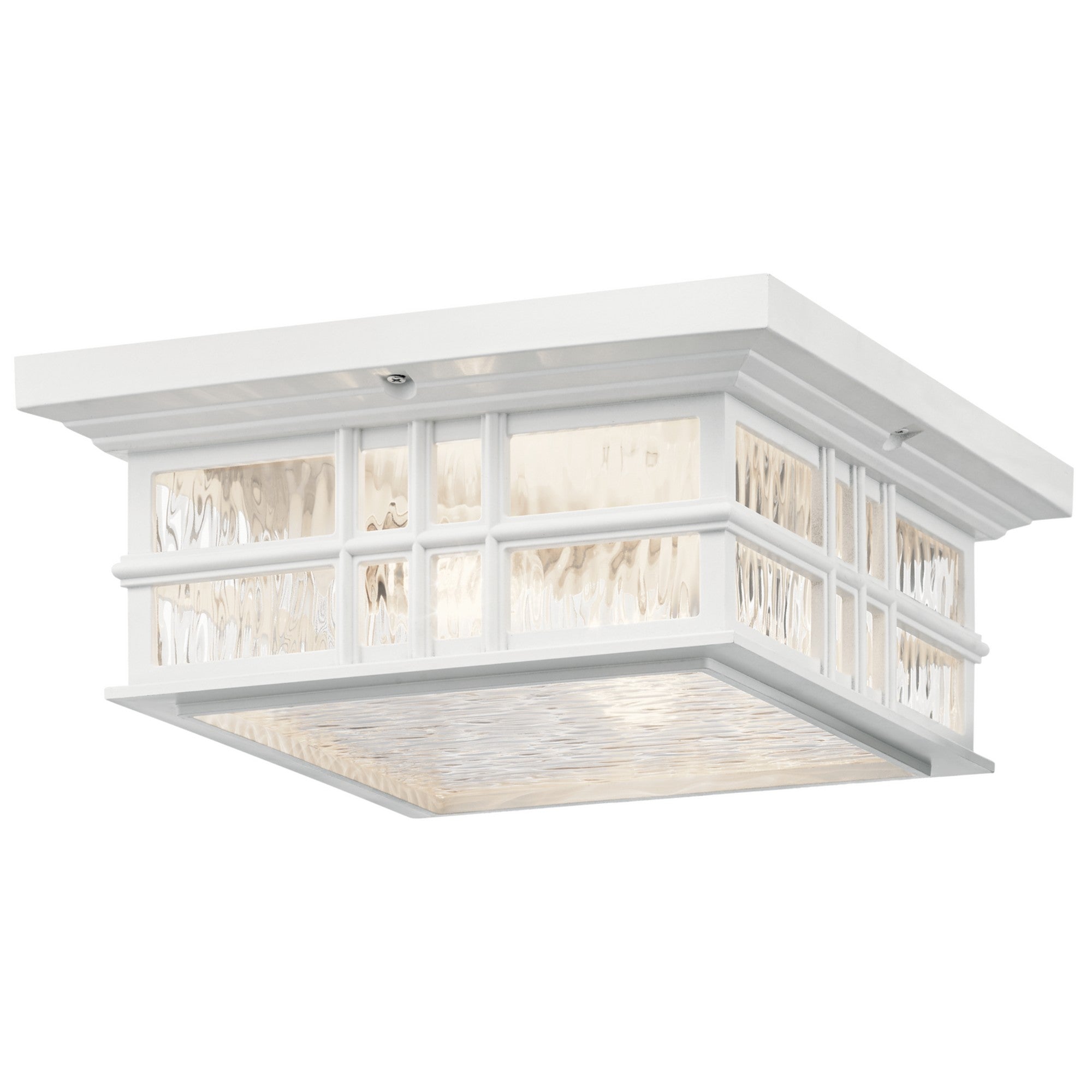 Beacon Square 12" 2-Light Outdoor Ceiling Light, White Finish - Bees Lighting