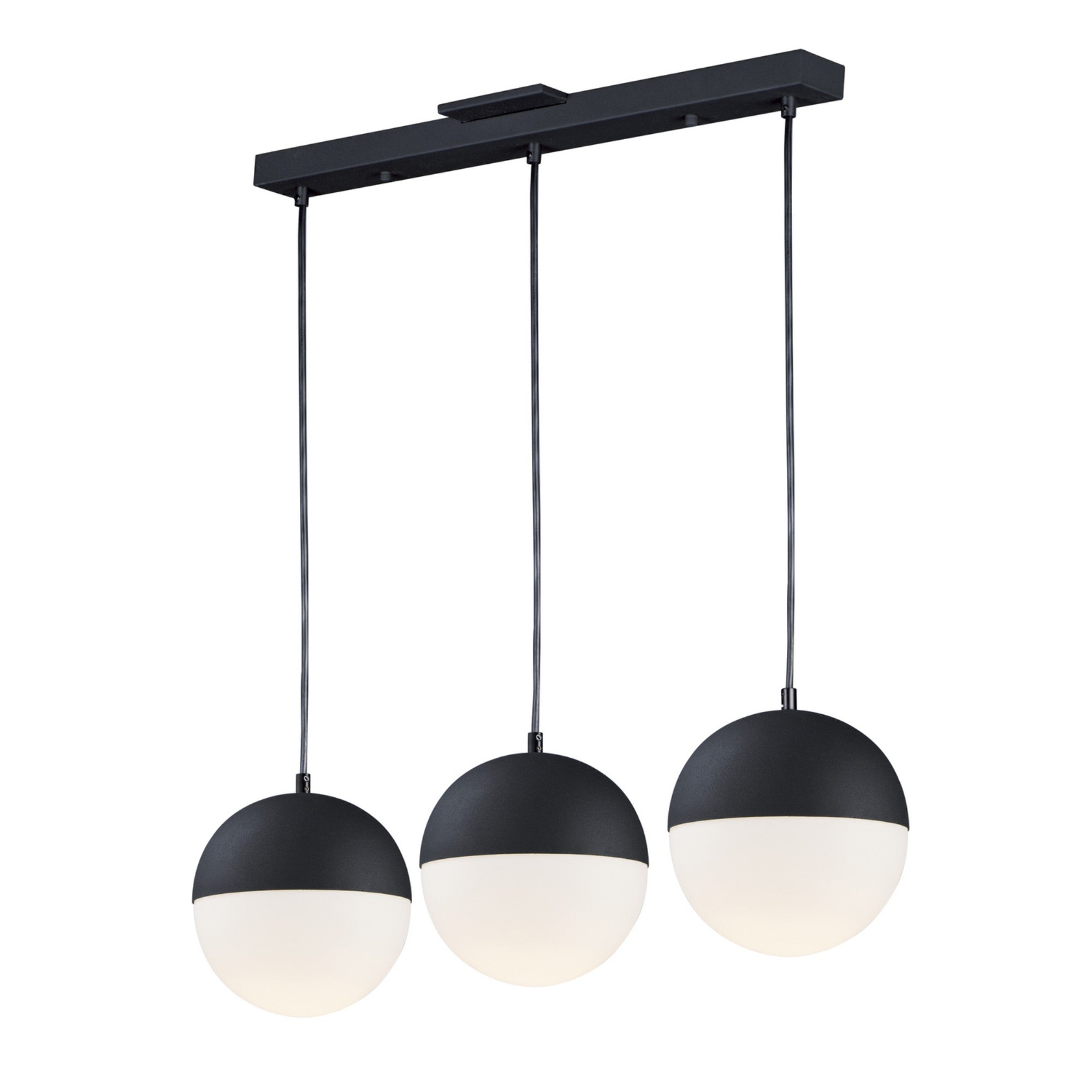 Half Moon 30" 3-Light LED Linear Pendant, Black Finish - Bees Lighting