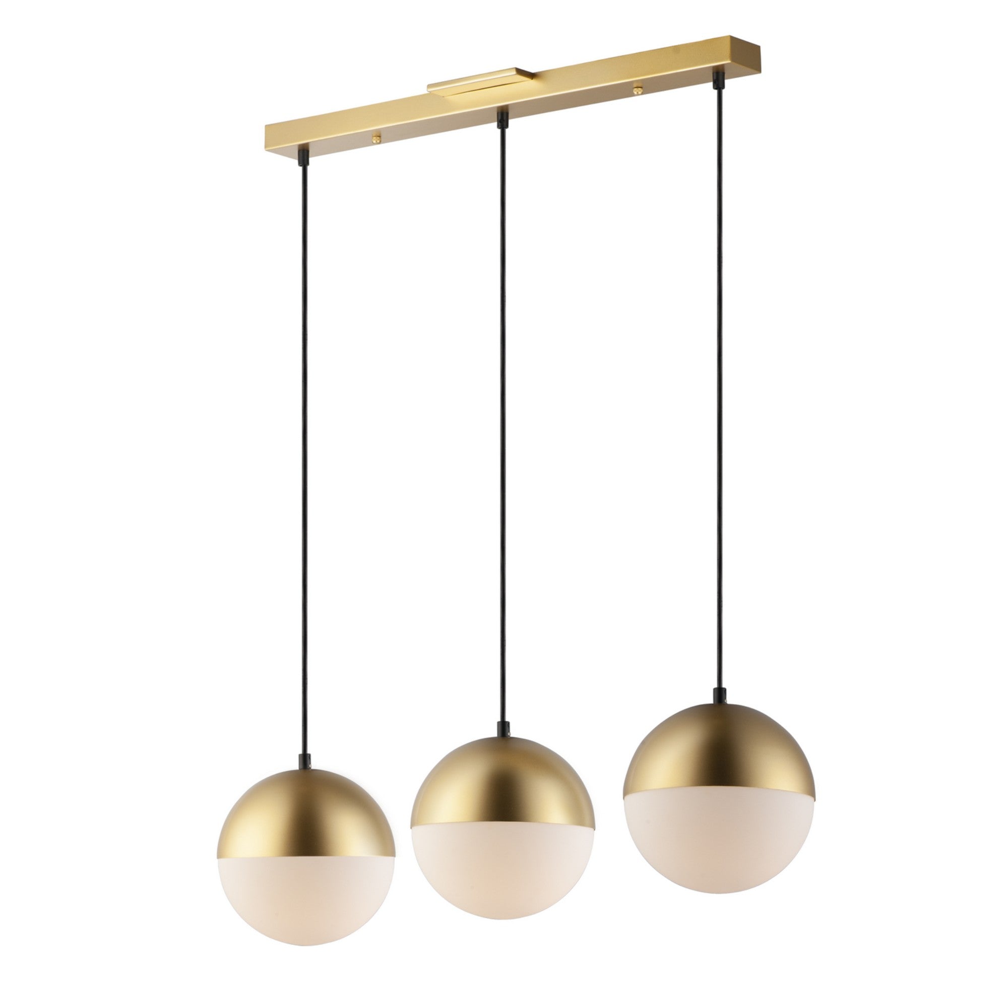 Half Moon 30" 3-Light LED Linear Pendant, Metallic Gold Finish - Bees Lighting
