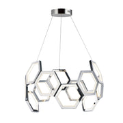 Polygon 30" Hexagonal LED Pendant, Polished Chrome Finish - Bees Lighting