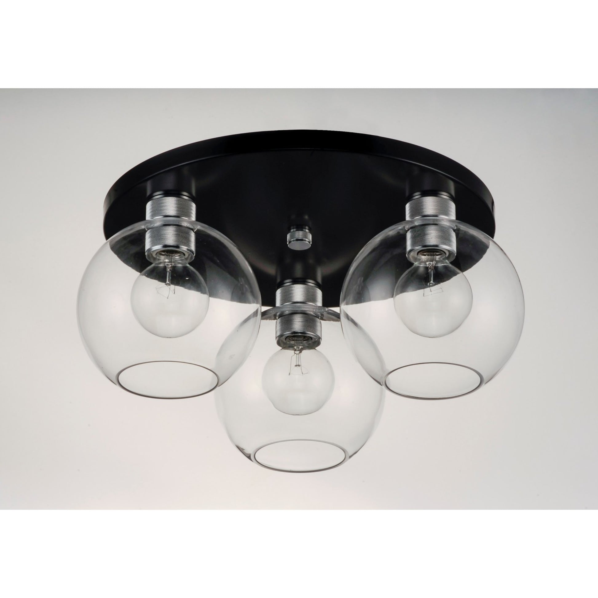 Vessel 17" 3-Light Flush Mount, Black & Brushed Aluminum Finish - Bees Lighting