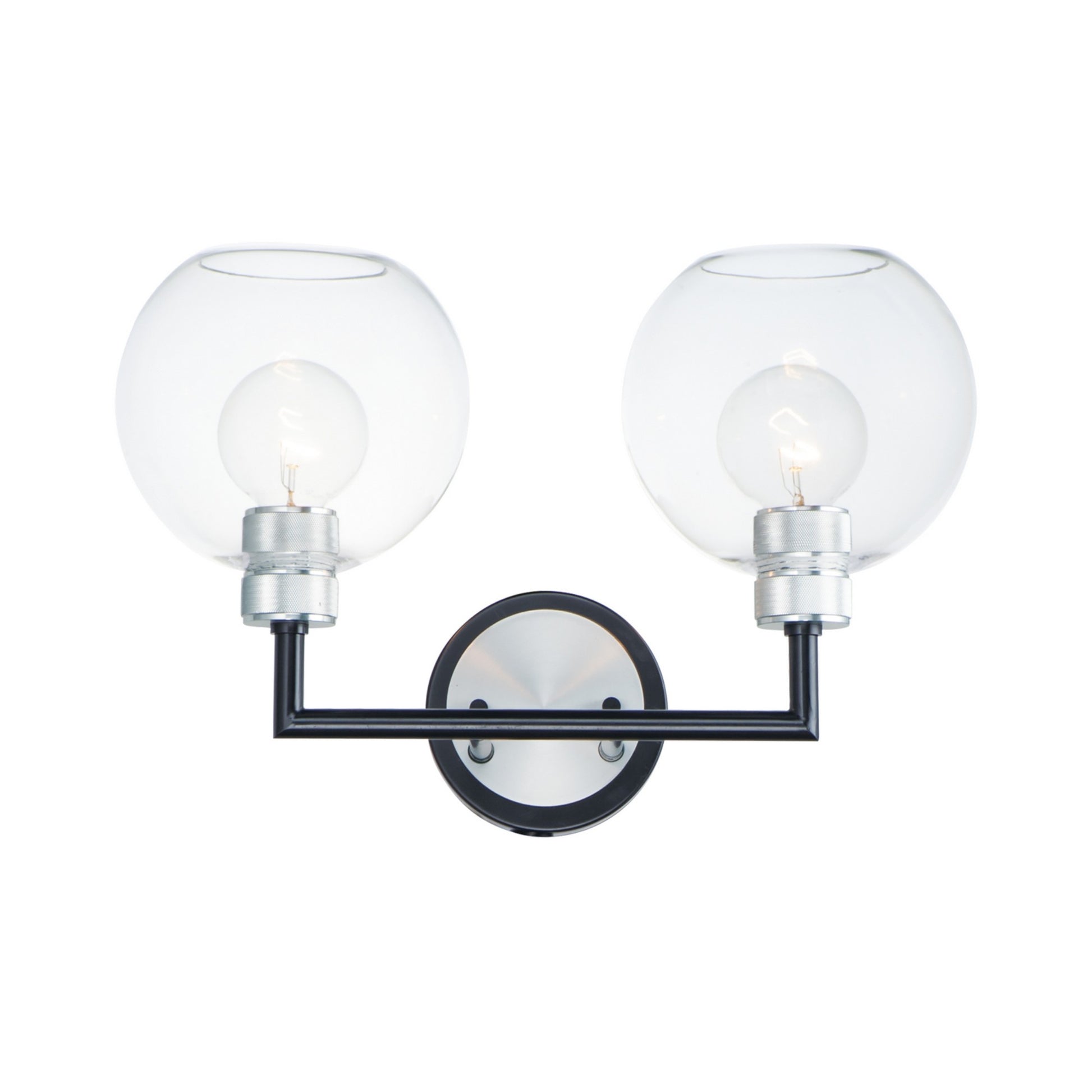 Vessel 18" 2-Light Wall Sconce, Black & Brushed Aluminum Finish - Bees Lighting