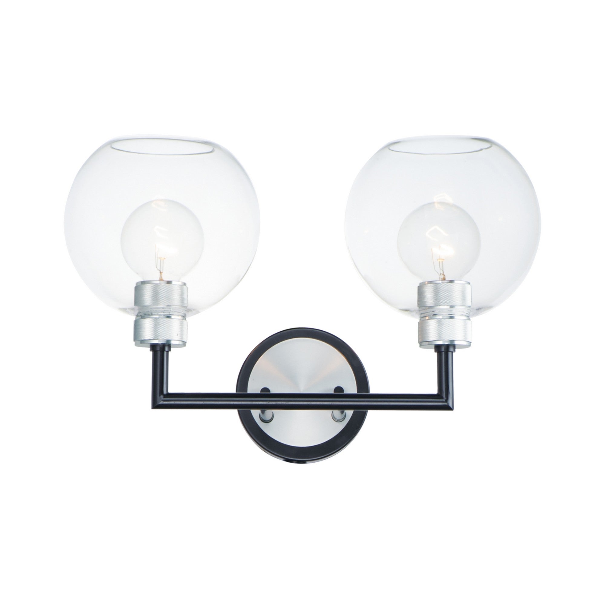 Vessel 18" 2-Light Wall Sconce, Black & Brushed Aluminum Finish - Bees Lighting