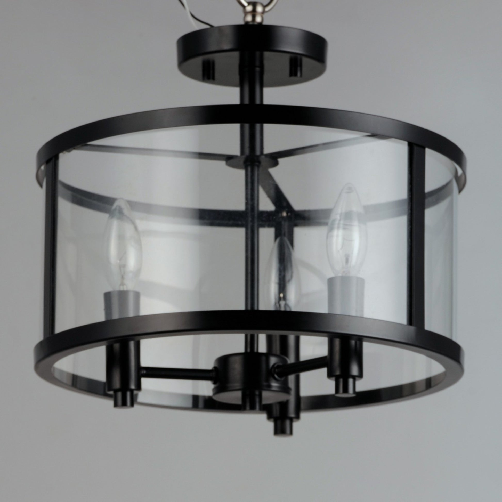 Sentinel 13" 3-Light Semi Flush Mount, Black Finish - Bees Lighting