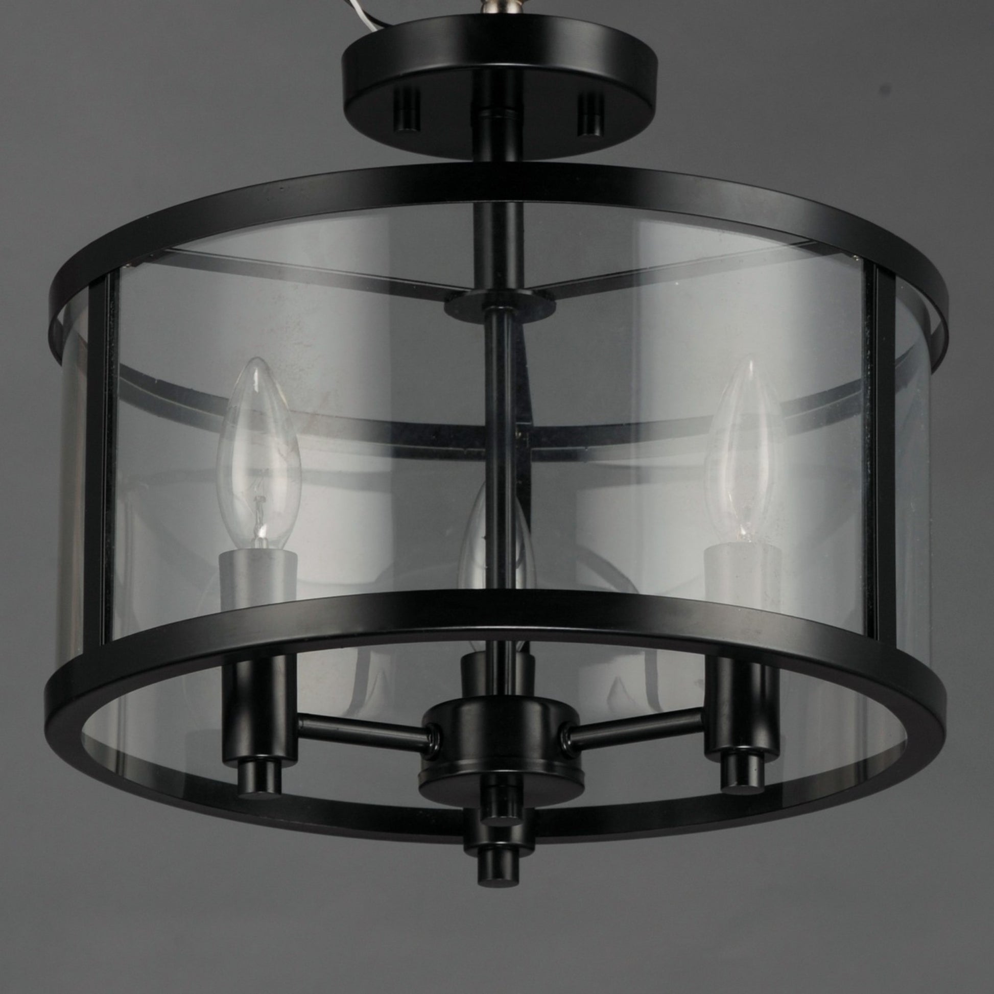 Sentinel 13" 3-Light Semi Flush Mount, Black Finish - Bees Lighting