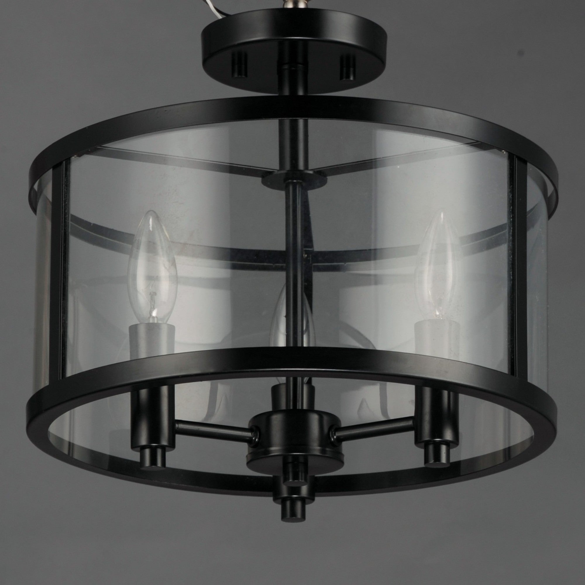 Sentinel 13" 3-Light Semi Flush Mount, Black Finish - Bees Lighting