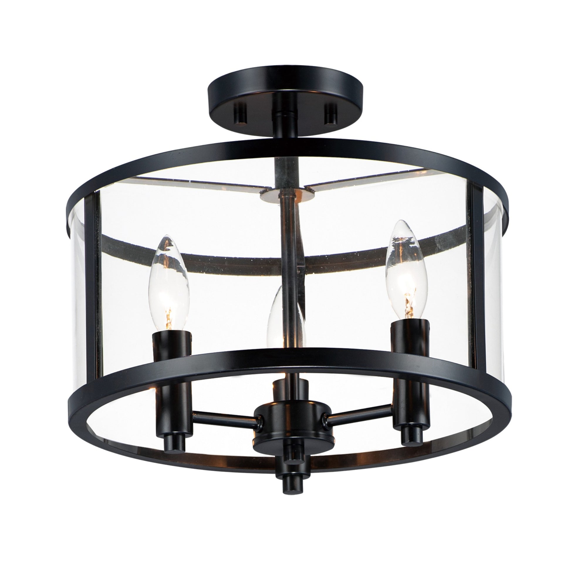 Sentinel 13" 3-Light Semi Flush Mount, Black Finish - Bees Lighting
