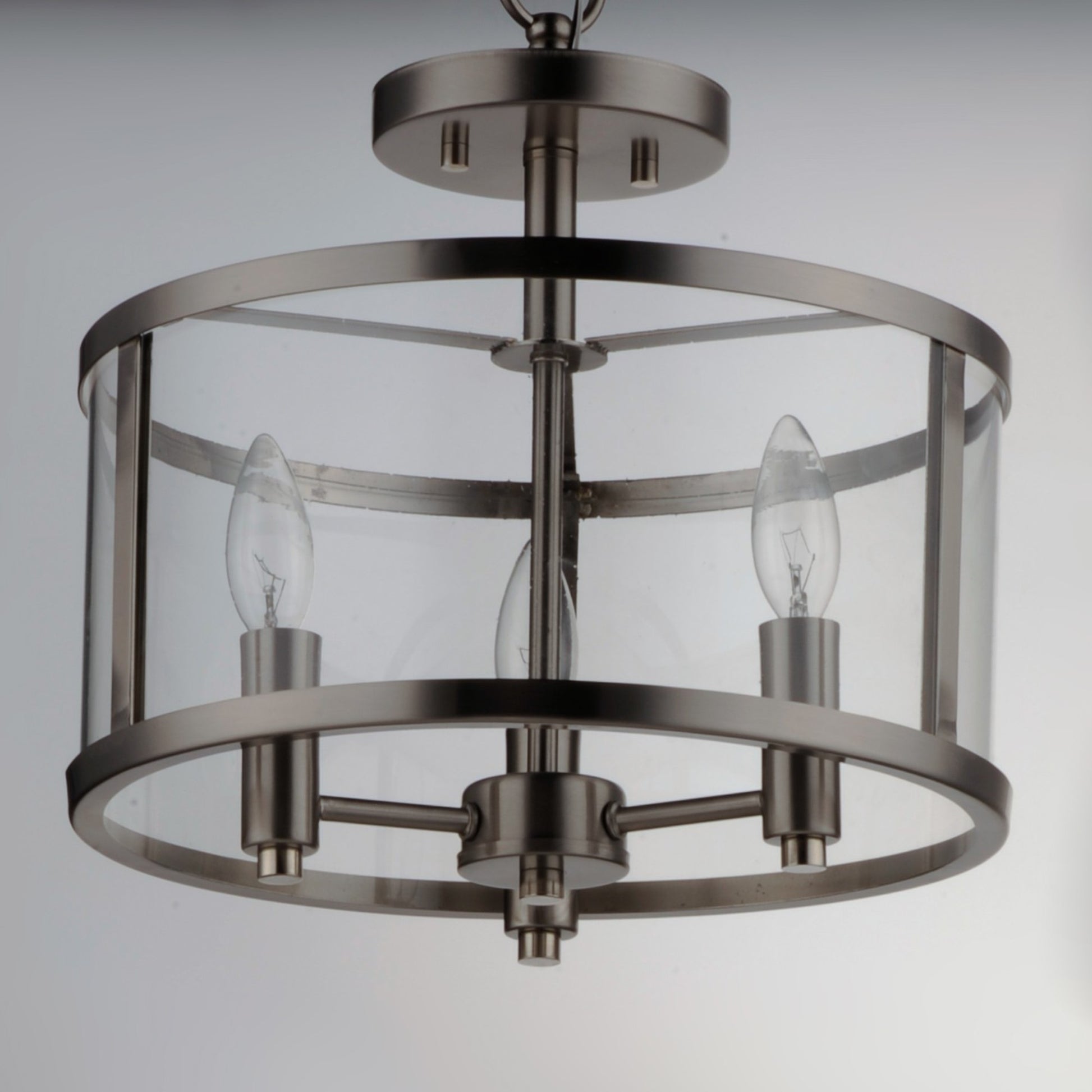 Sentinel 13" 3-Light Semi Flush Mount, Satin Nickel Finish - Bees Lighting