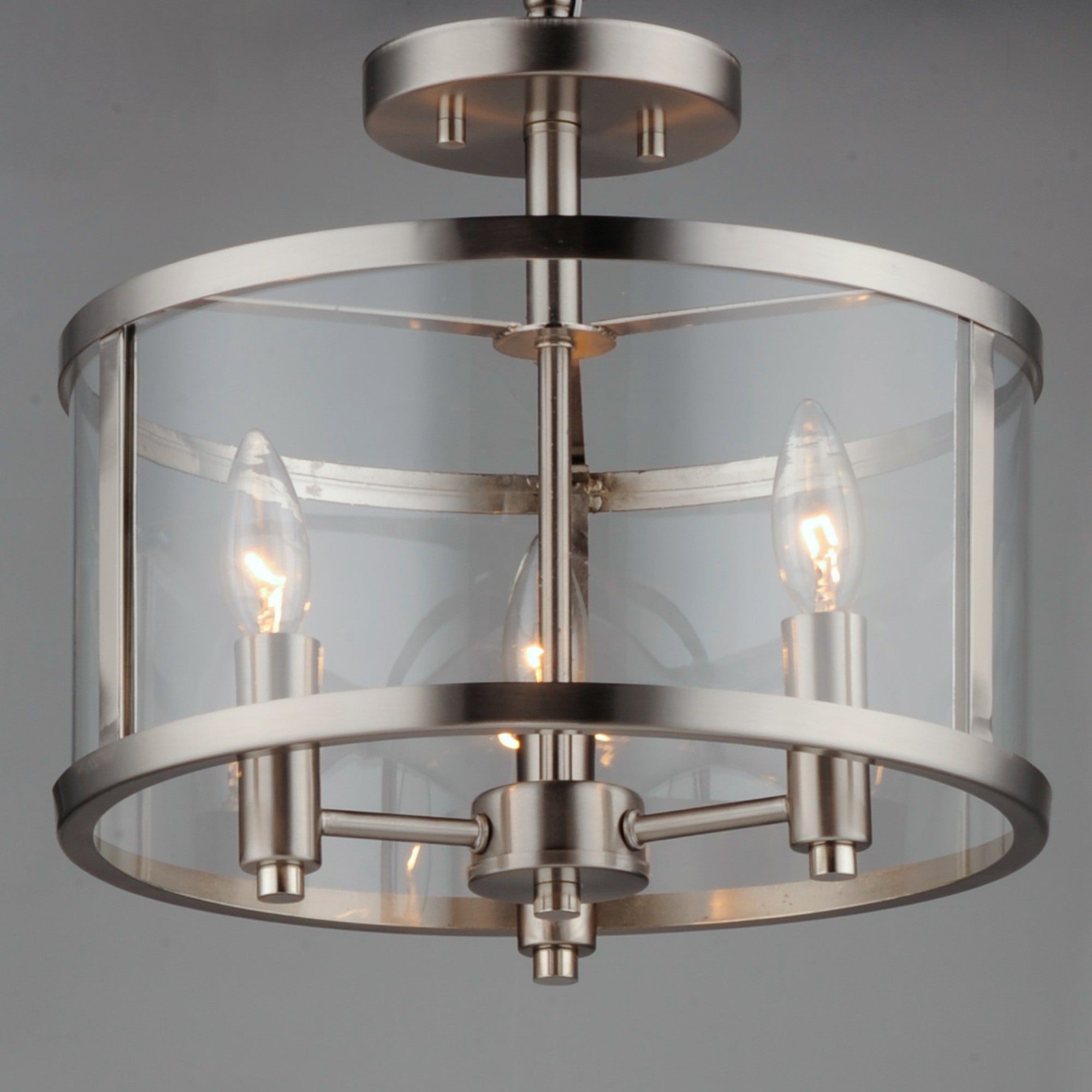 Sentinel 13" 3-Light Semi Flush Mount, Satin Nickel Finish - Bees Lighting