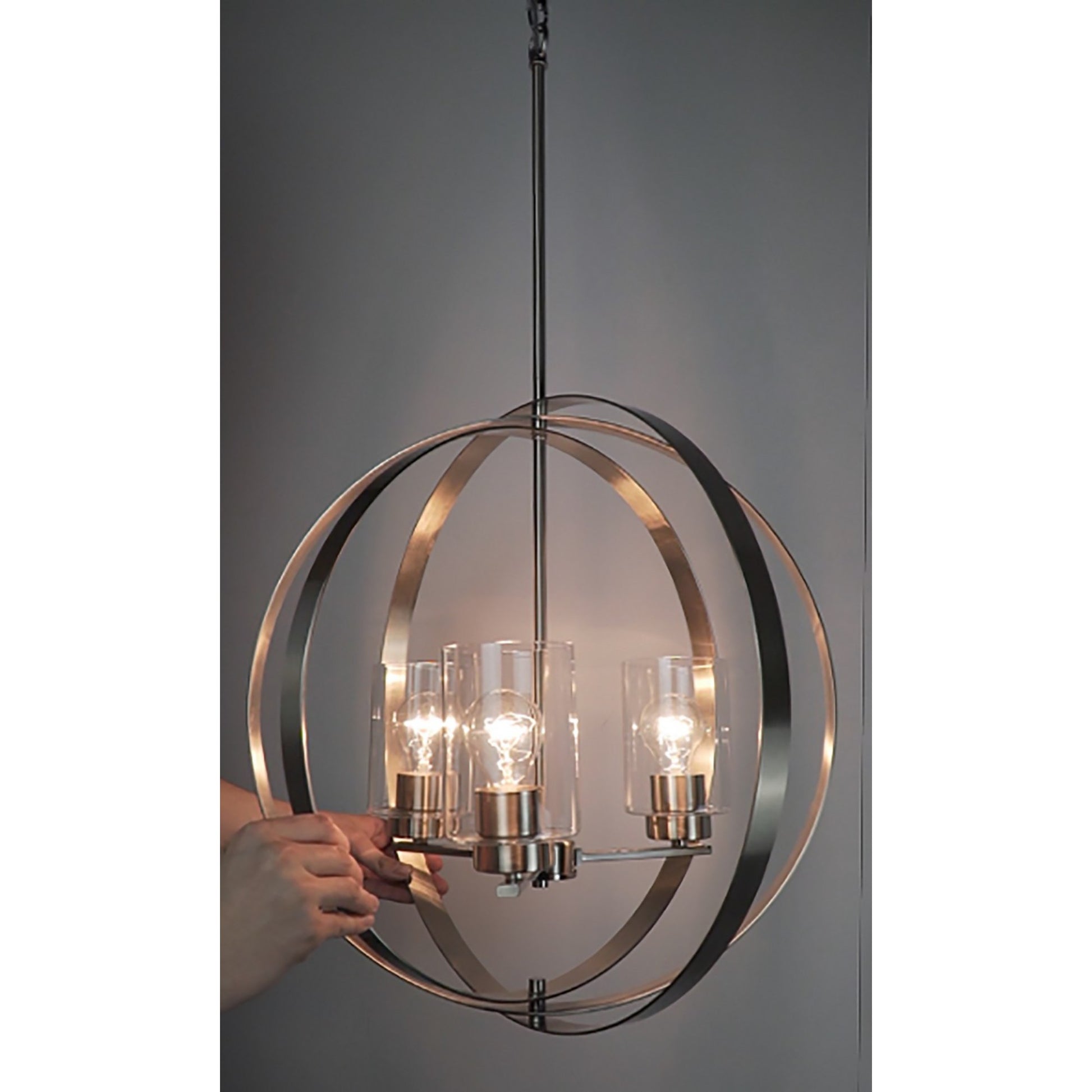 Sentinel 21" 3-Light Pendant, Satin Nickel Finish - Bees Lighting
