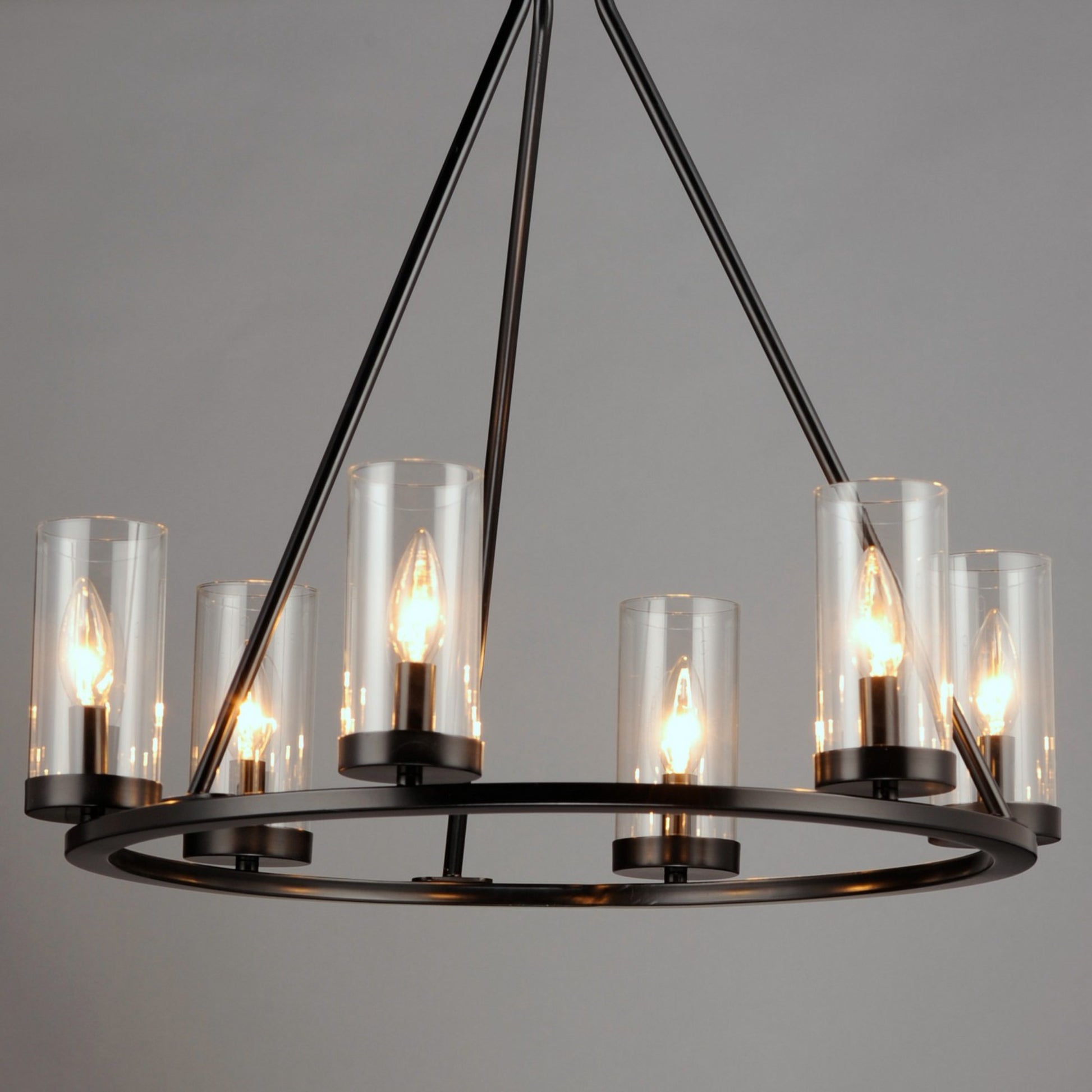 Sentinel 24" 6-Light Chandelier, Black Finish - Bees Lighting