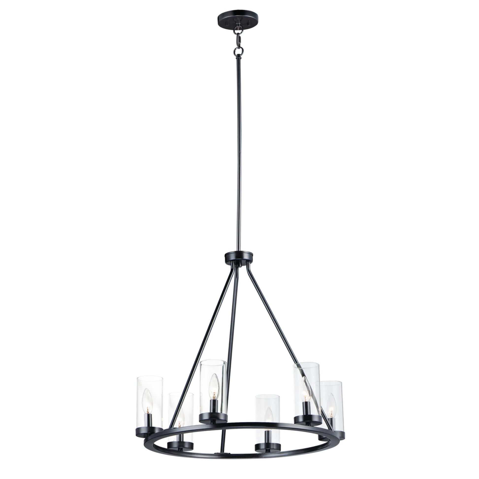 Sentinel 24" 6-Light Chandelier, Black Finish - Bees Lighting