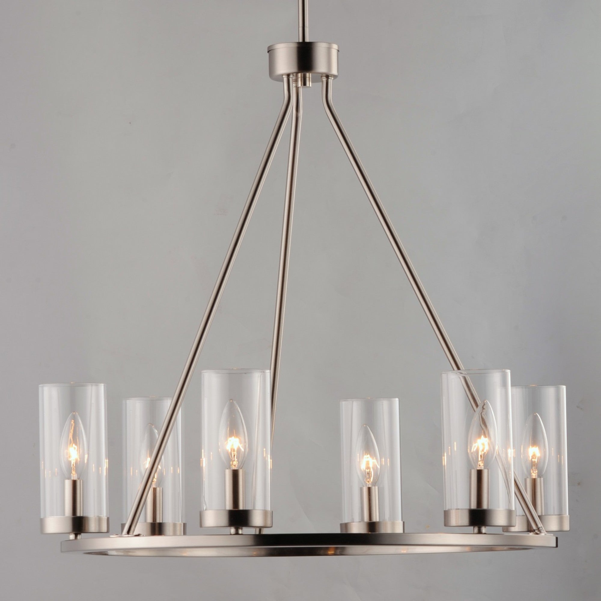 Sentinel 24" 6-Light Chandelier, Satin Nickel Finish - Bees Lighting