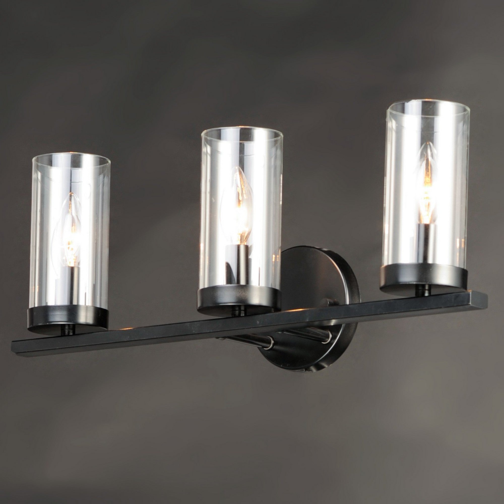 Sentinel 21" 3-Light Bath Vanity, Black Finish - Bees Lighting