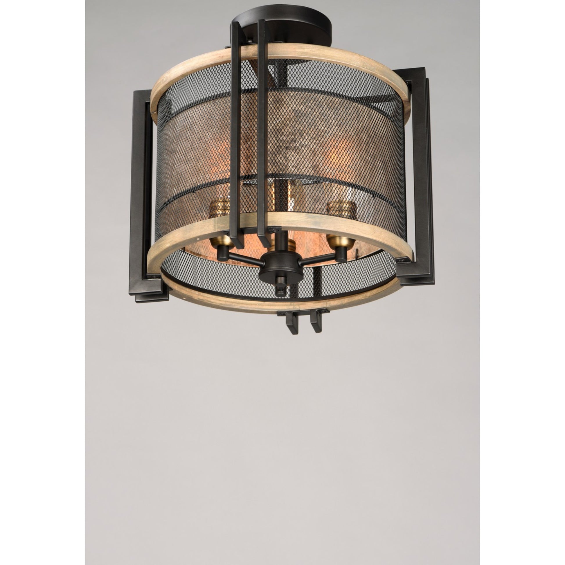Boundry 17" 3 Lights Semi flush Mount, Black finish - Bees Lighting