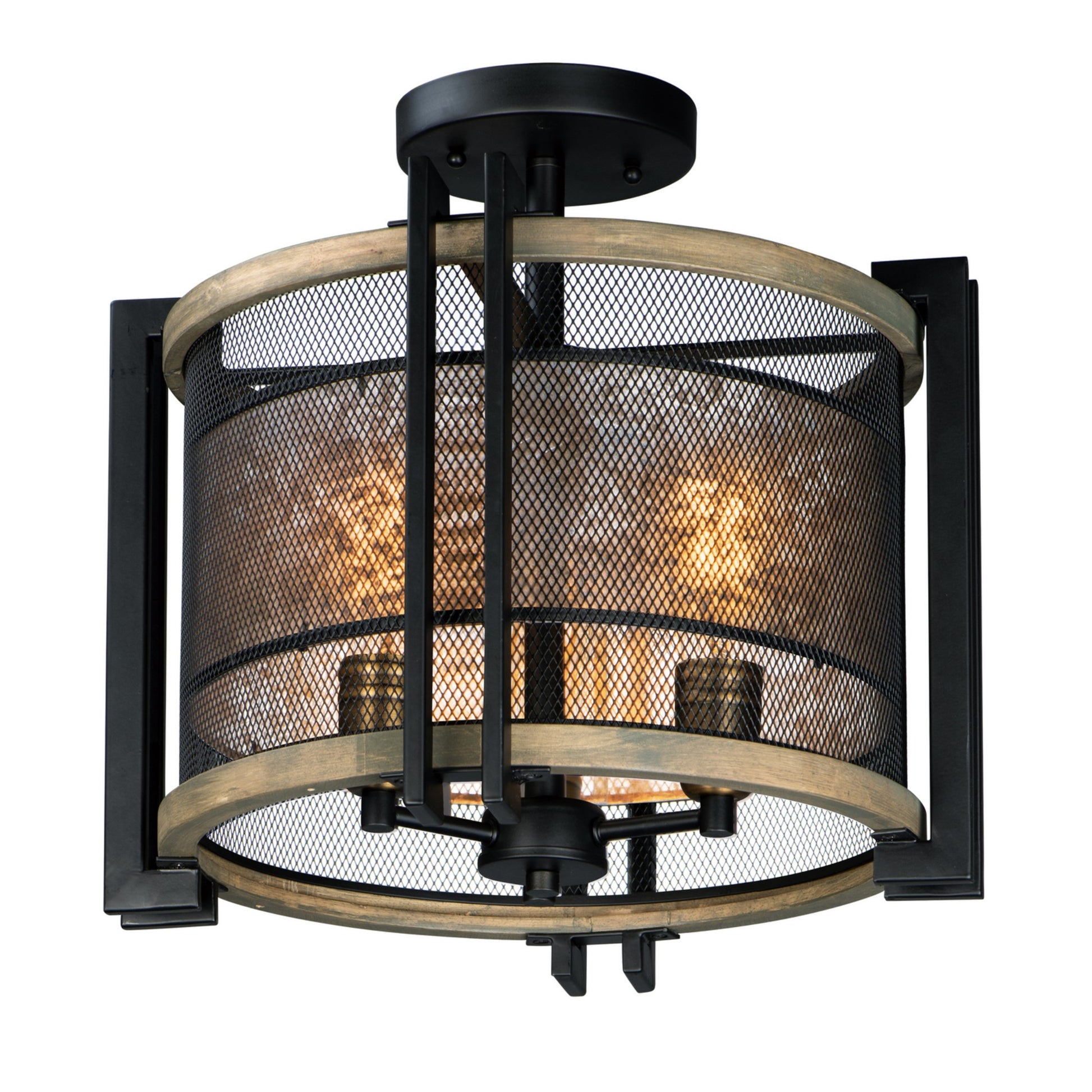 Boundry 17" 3 Lights Semi flush Mount, Black finish - Bees Lighting