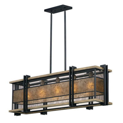 Maxim Boundry 45.25 in. 5-Light Pendant, Black/Barn Wood/Antique Brass
