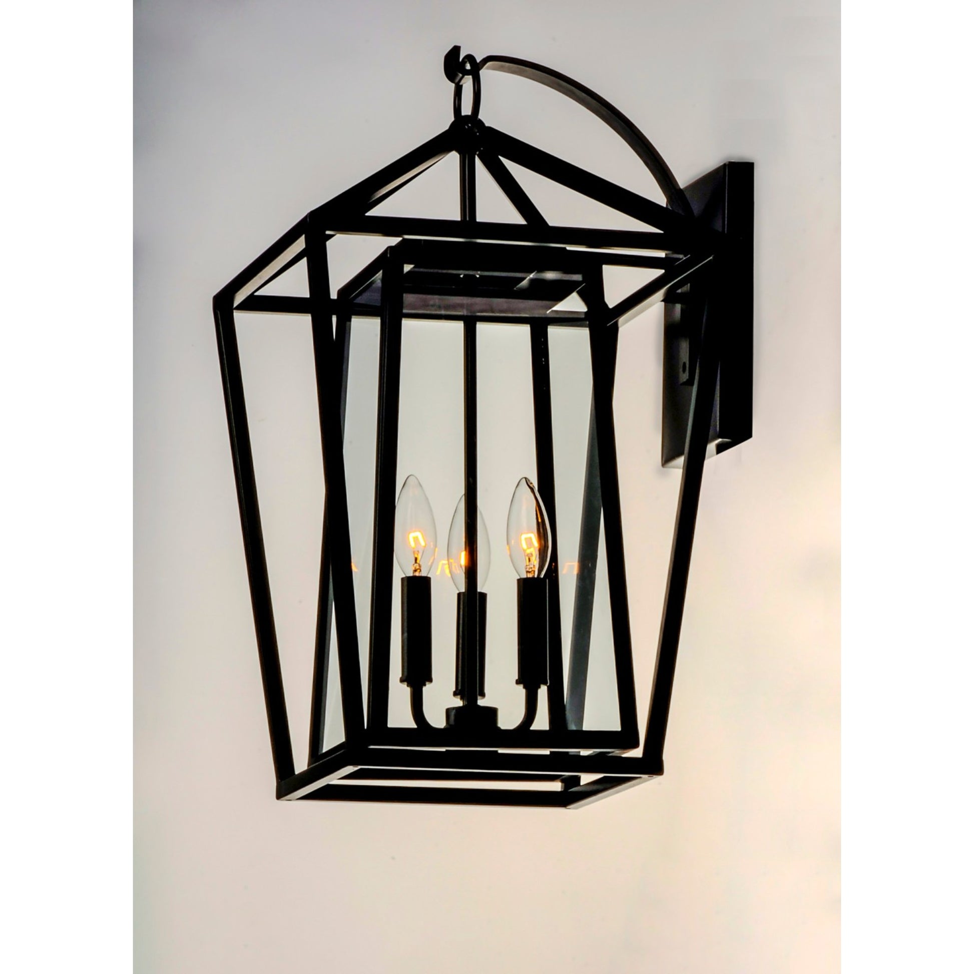 Artisan 21" 3-Light Outdoor Wall Lantern, Black Finish - Bees Lighting