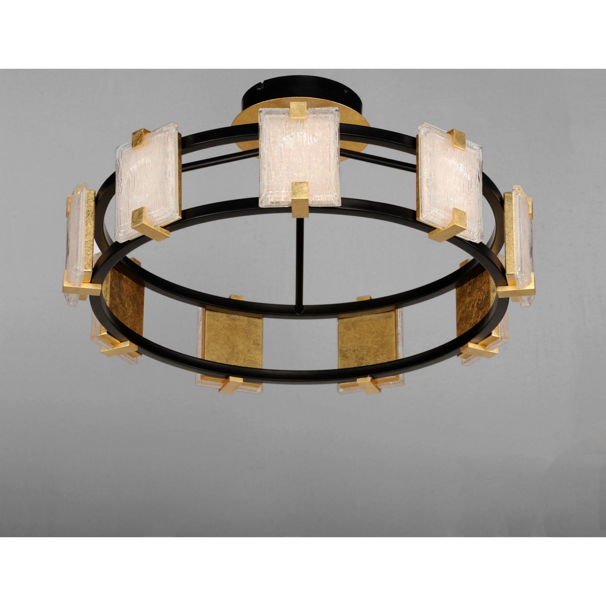 Radiant 27" LED Flush Mount, Black & Gold Leaf Finish - Bees Lighting