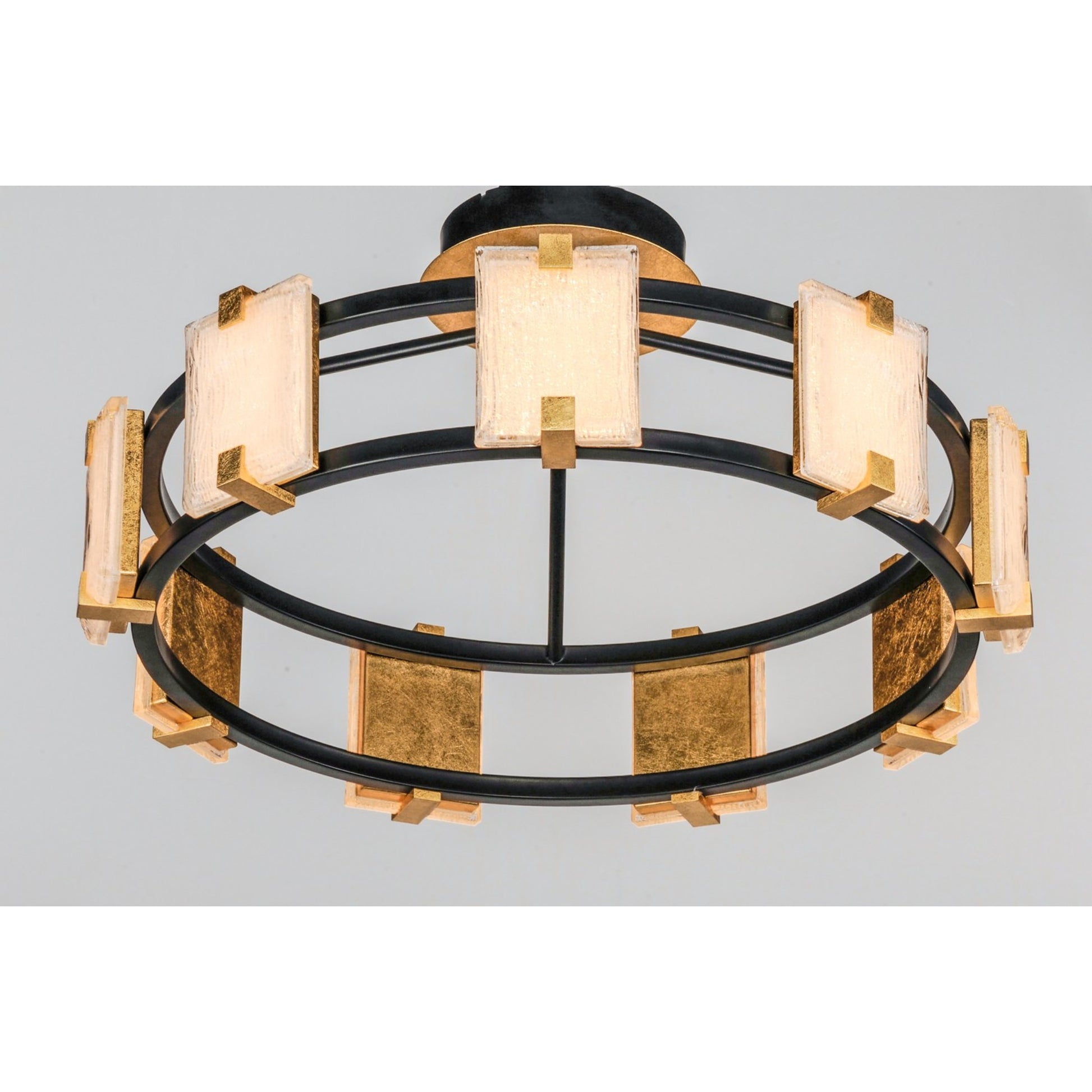 Radiant 27" LED Flush Mount, Black & Gold Leaf Finish - Bees Lighting