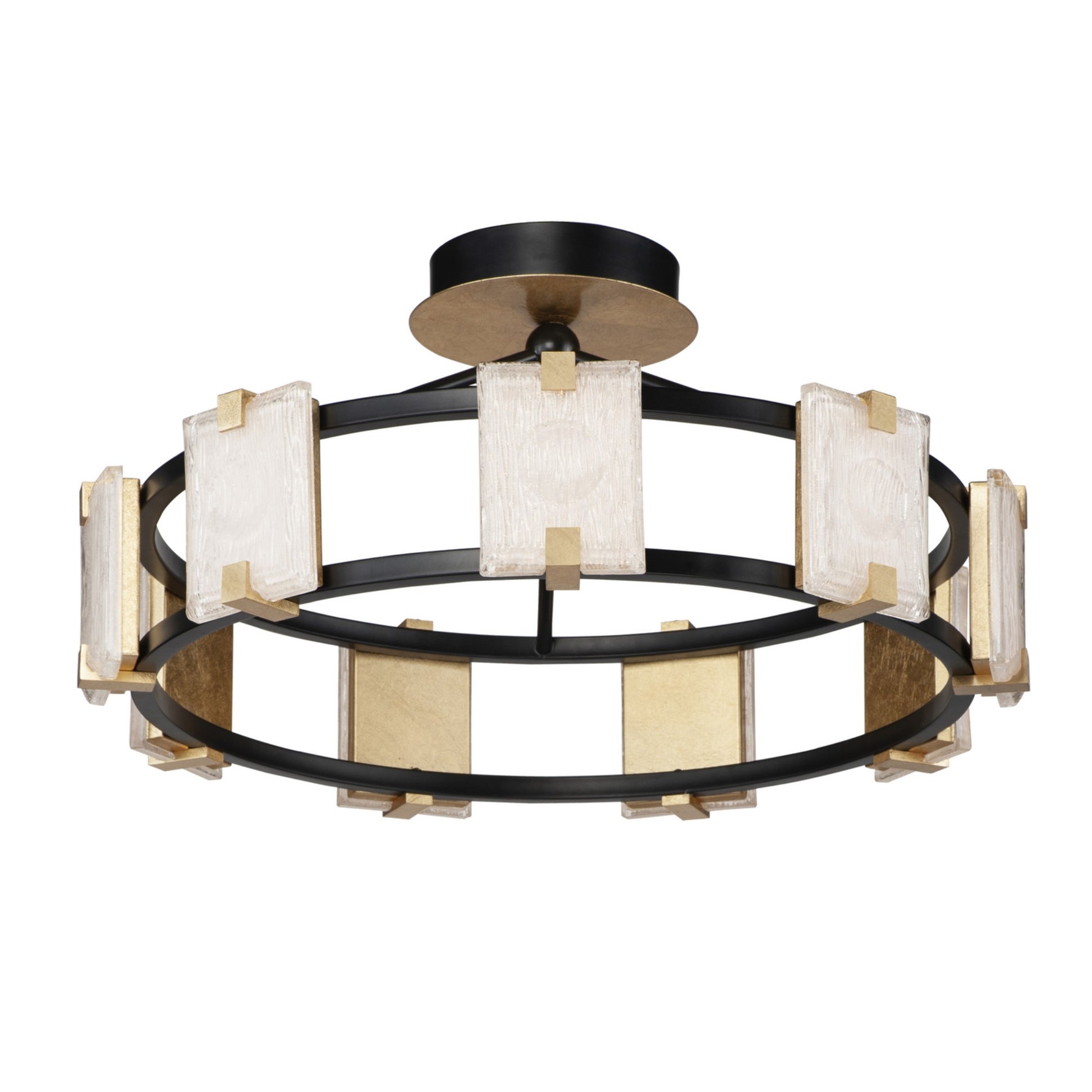 Radiant 27" LED Flush Mount, Black & Gold Leaf Finish - Bees Lighting
