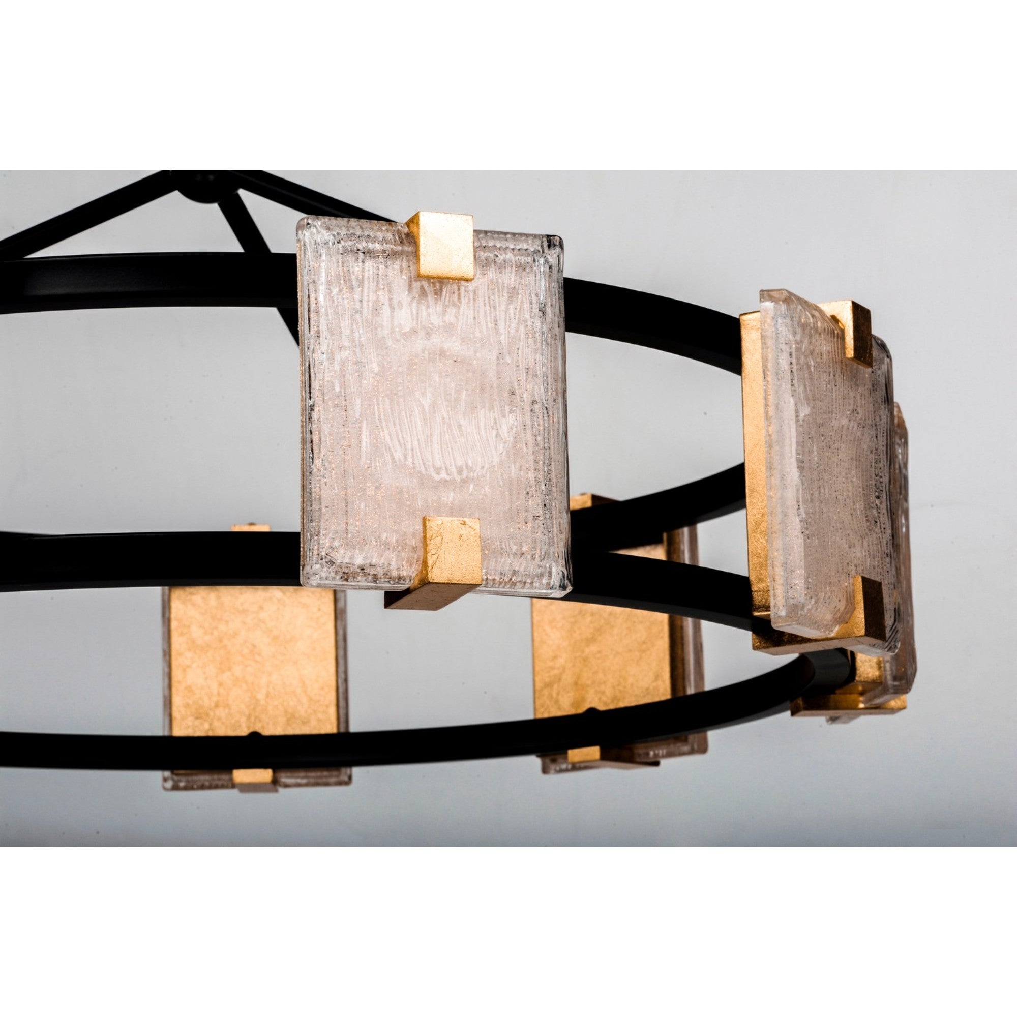 Radiant 27" LED Chandelier, Black & Gold Leaf Finish