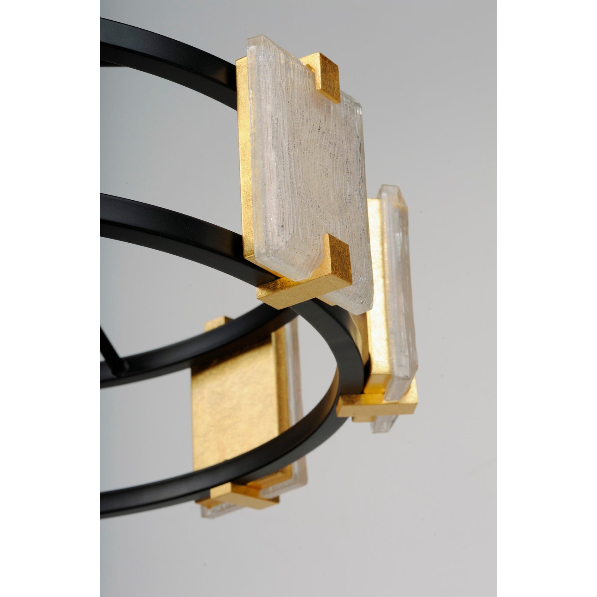 Radiant 27" LED Chandelier, Black & Gold Leaf Finish