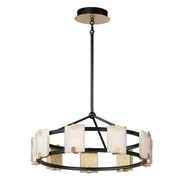 Radiant 27" LED Chandelier, Black & Gold Leaf Finish