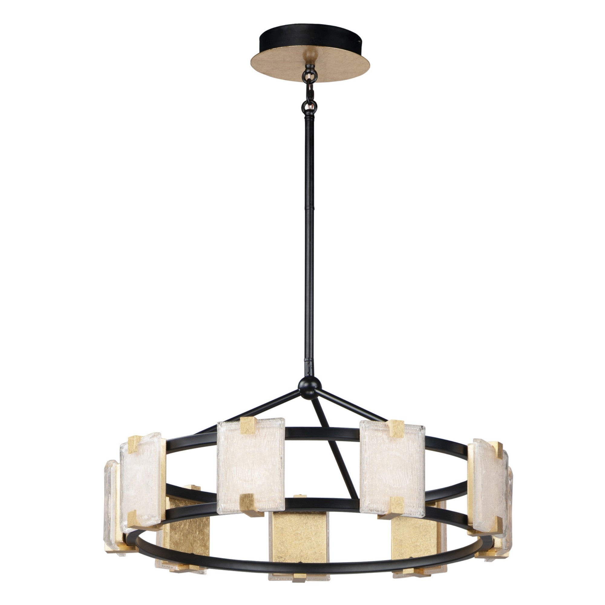 Radiant 27" LED Chandelier, Black & Gold Leaf Finish