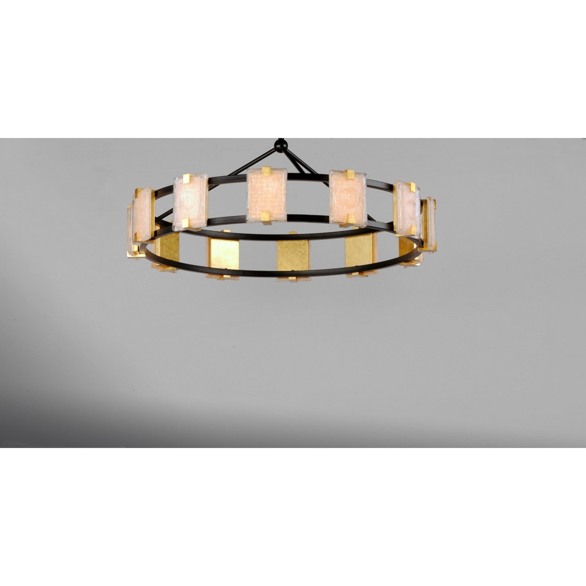 Radiant 35" LED Chandelier, Black & Gold Leaf Finish