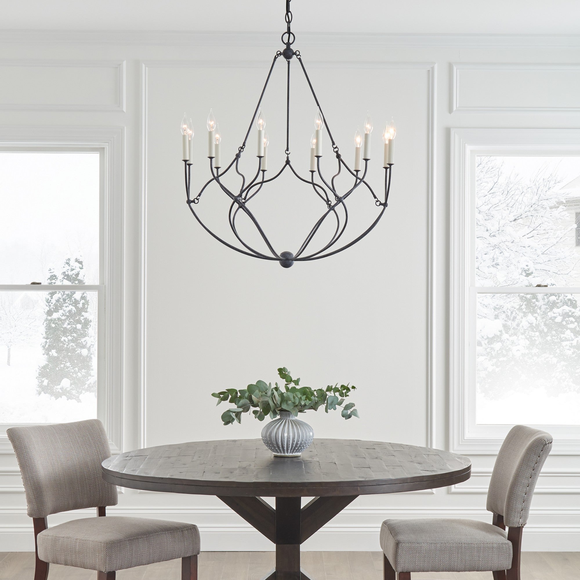 Richmond 31" 12-Light Medium Chandelier, Weathered Galvanized Finish - Bees Lighting