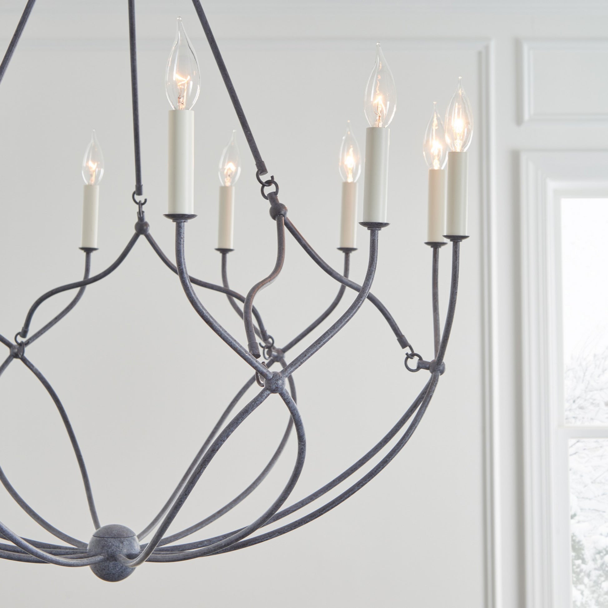 Richmond 31" 12-Light Medium Chandelier, Weathered Galvanized Finish - Bees Lighting