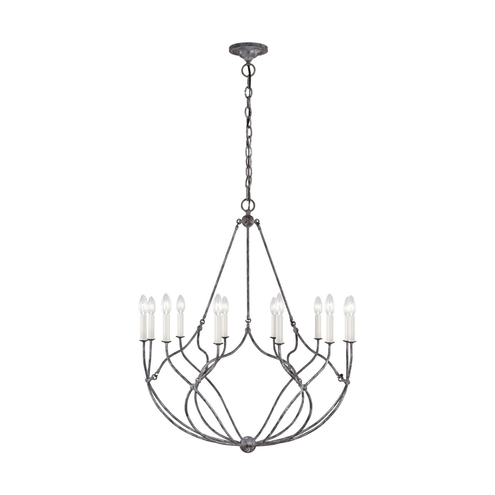 Richmond 31" 12-Light Medium Chandelier, Weathered Galvanized Finish - Bees Lighting