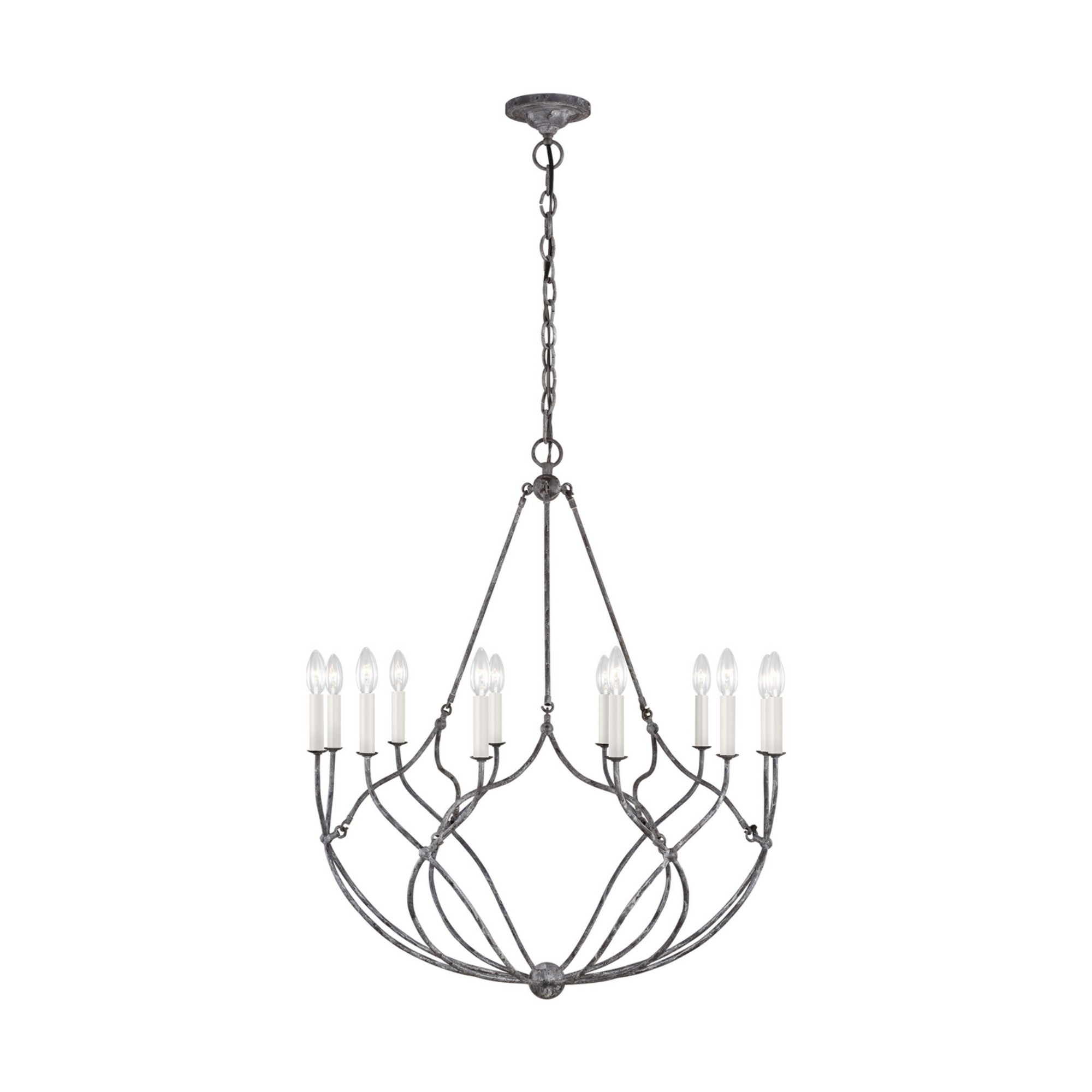 Richmond 31" 12-Light Medium Chandelier, Weathered Galvanized Finish - Bees Lighting