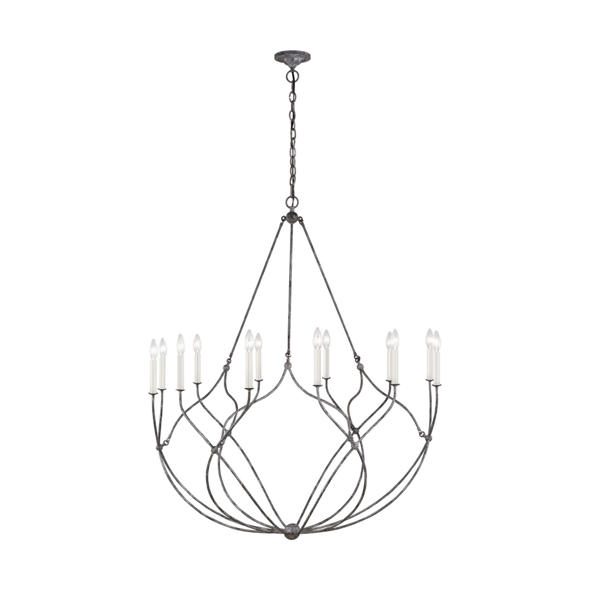 Richmond 44" 12-Light Large Chandelier, Weathered Galvanized Finish - Bees Lighting