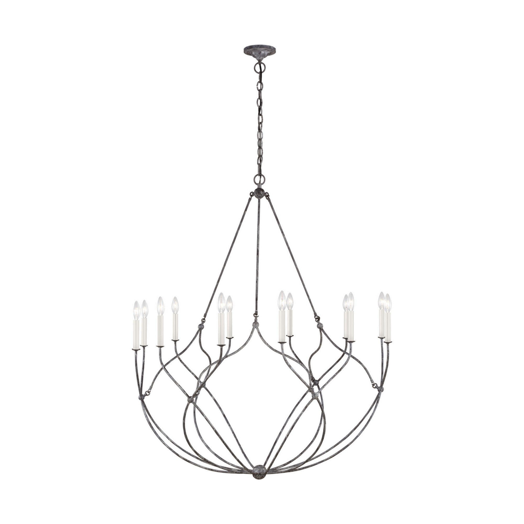 Richmond 44" 12-Light Large Chandelier, Weathered Galvanized Finish - Bees Lighting
