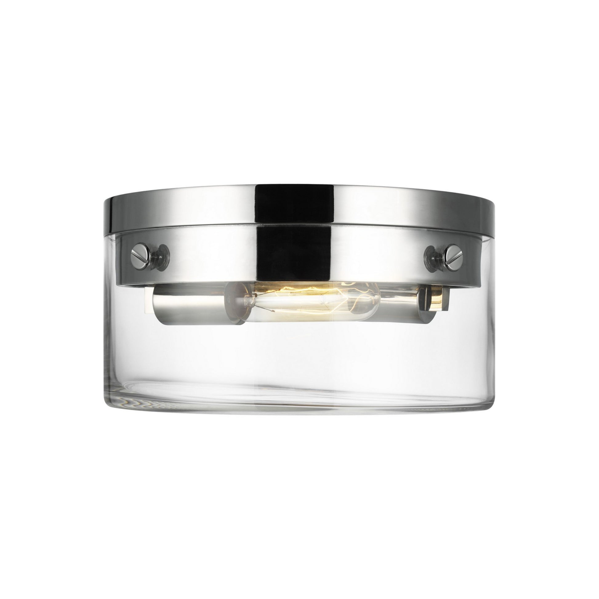 Garrett 11" 2-Light Medium Flush Mount, Polished Nickel Finish - Bees Lighting
