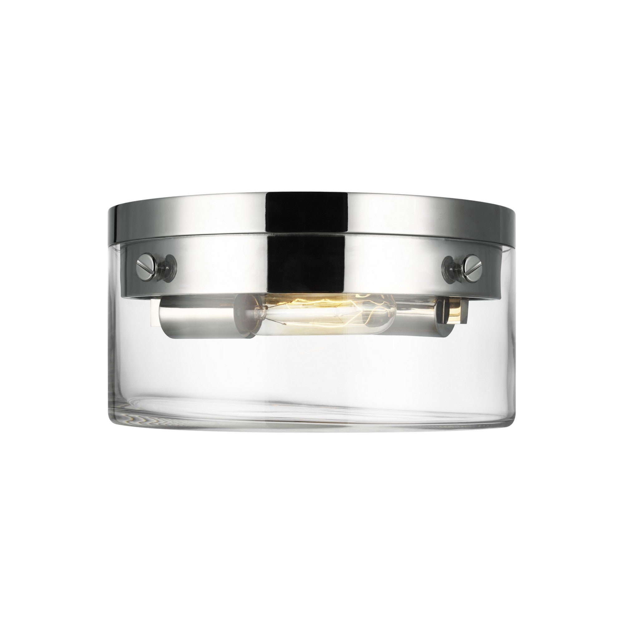 Garrett 11" 2-Light Medium Flush Mount, Polished Nickel Finish - Bees Lighting
