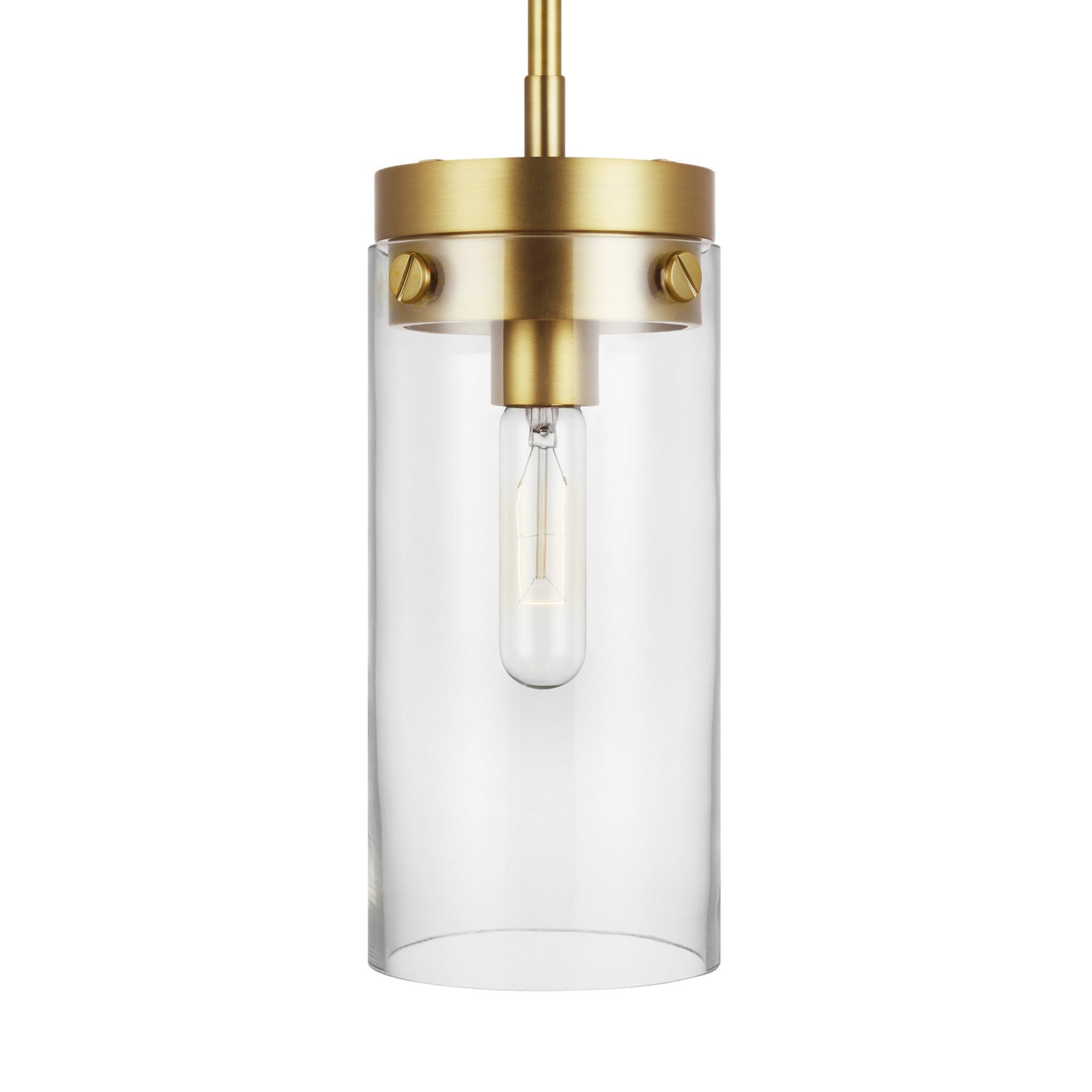 Garrett 6" Medium Cylinder Pendant, Burnished Brass Finish - Bees Lighting