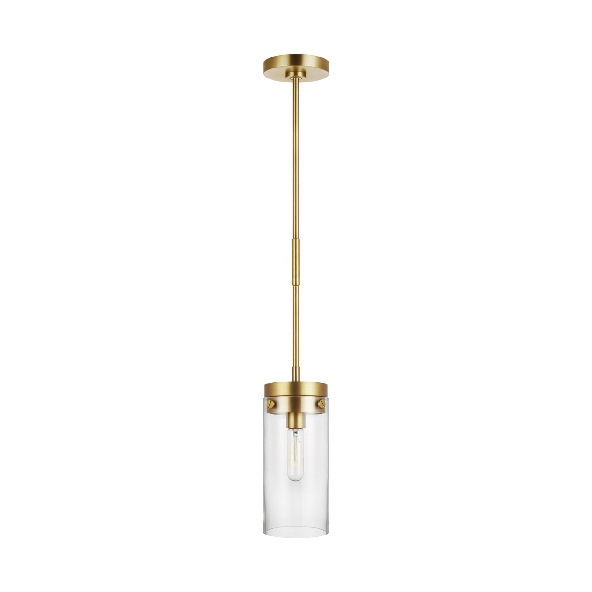 Garrett 6" Medium Cylinder Pendant, Burnished Brass Finish - Bees Lighting