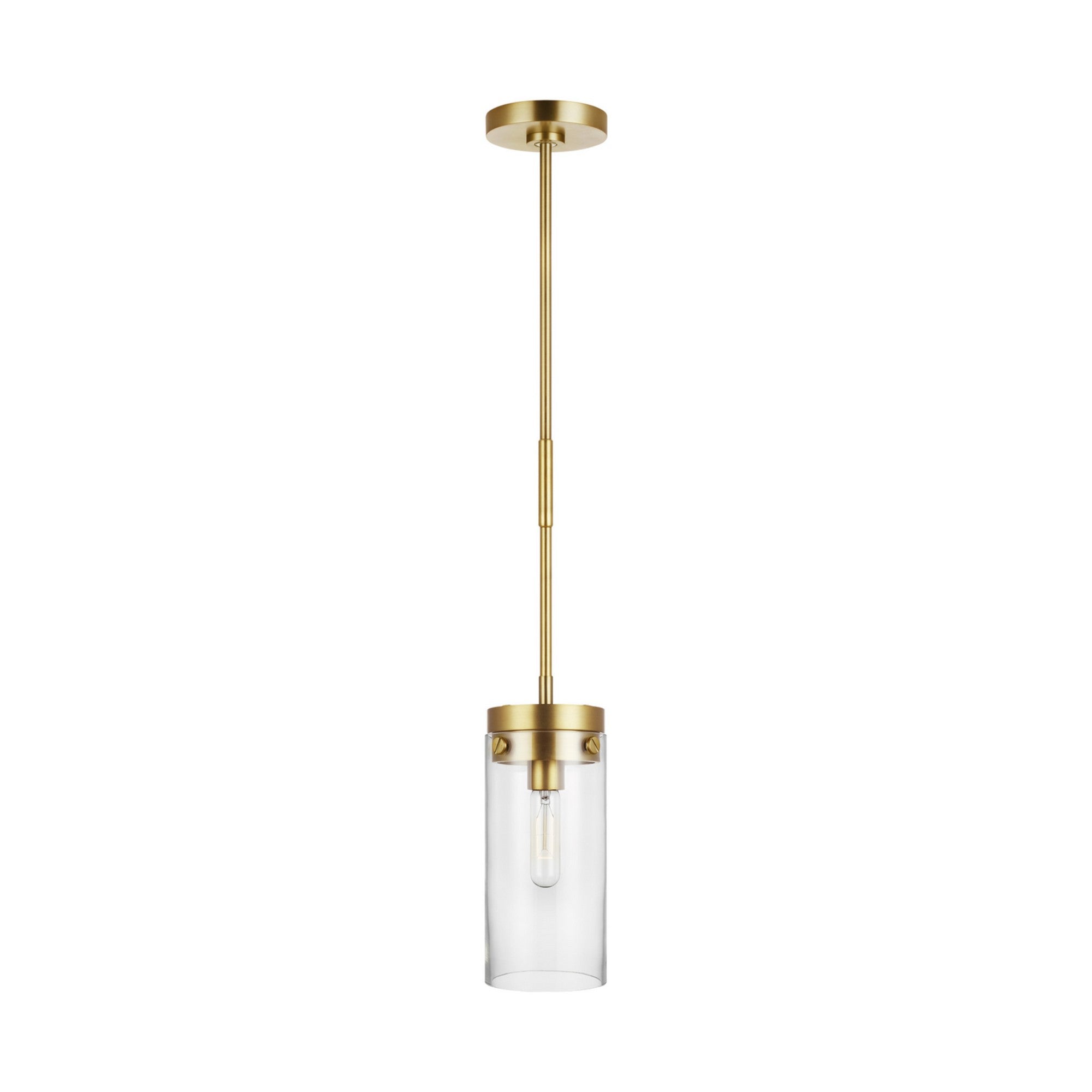 Garrett 6" Medium Cylinder Pendant, Burnished Brass Finish - Bees Lighting