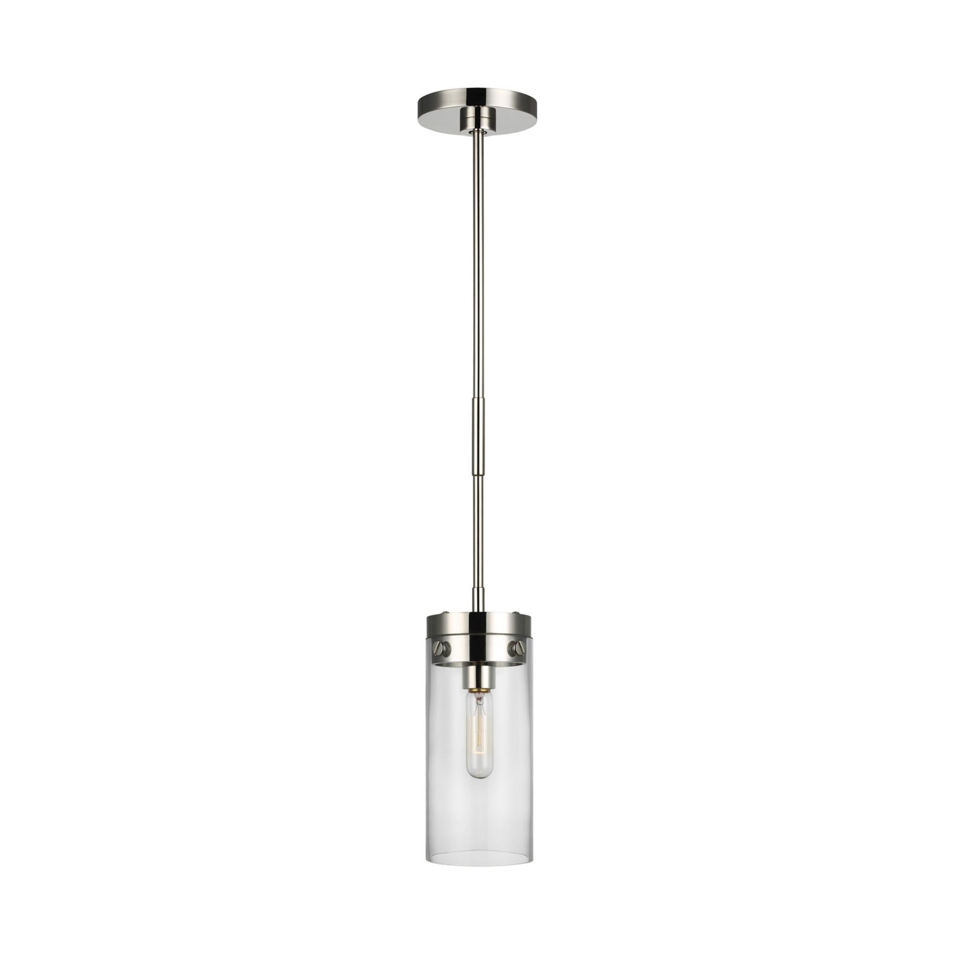 Garrett 6" Medium Cylinder Pendant, Polished Nickel Finish - Bees Lighting