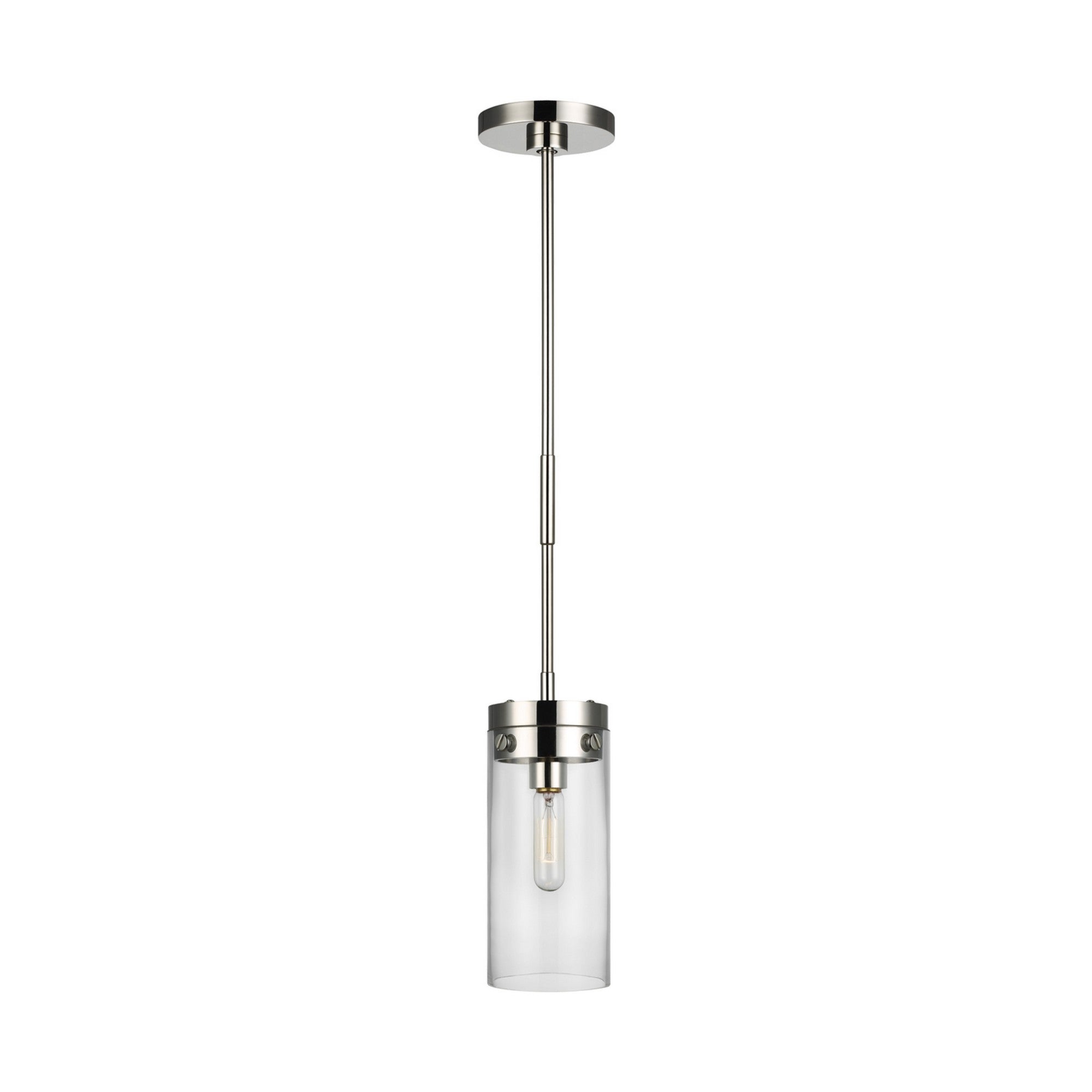 Garrett 6" Medium Cylinder Pendant, Polished Nickel Finish - Bees Lighting