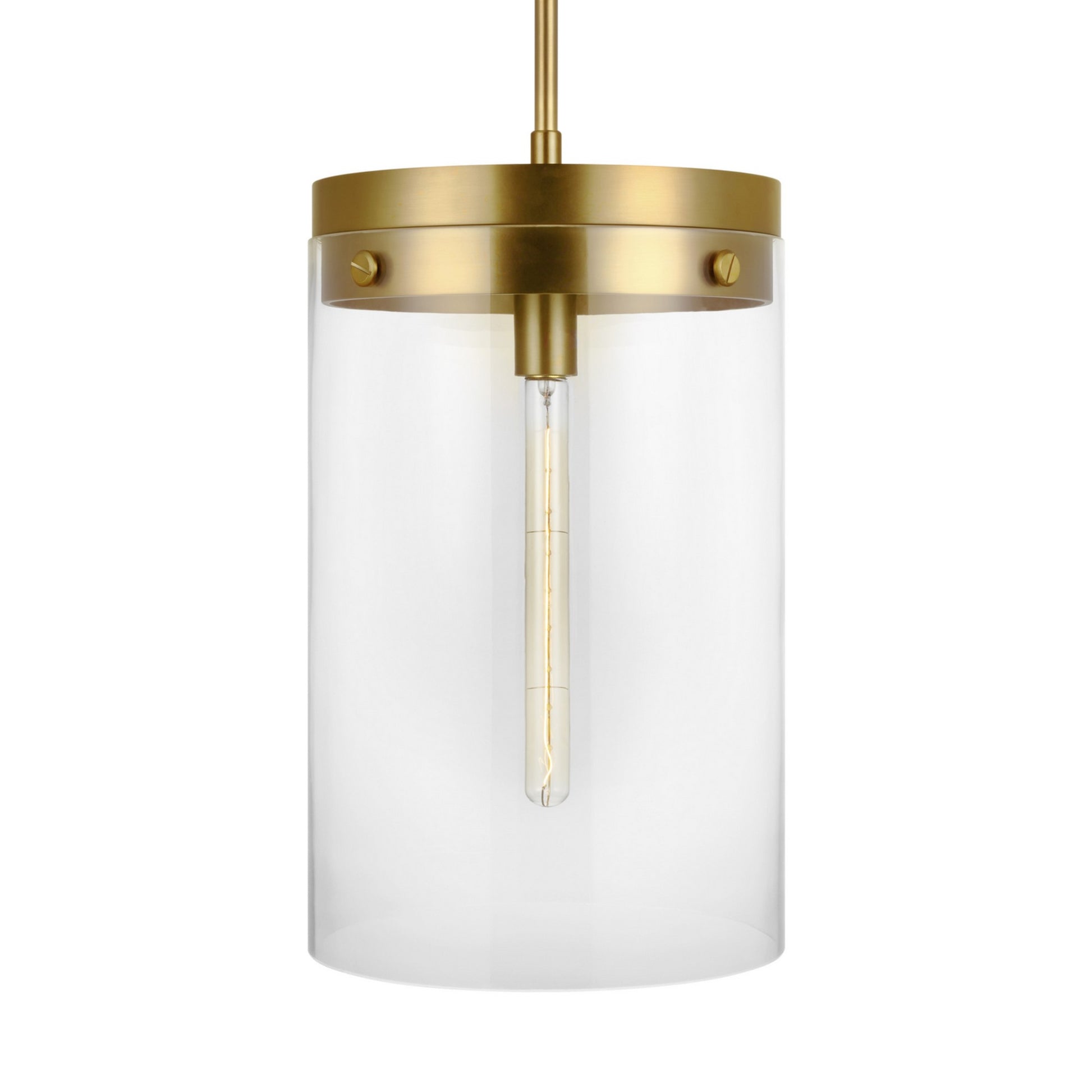 Garrett 12" Large Cylinder Pendant, Burnished Brass Finish - Bees Lighting